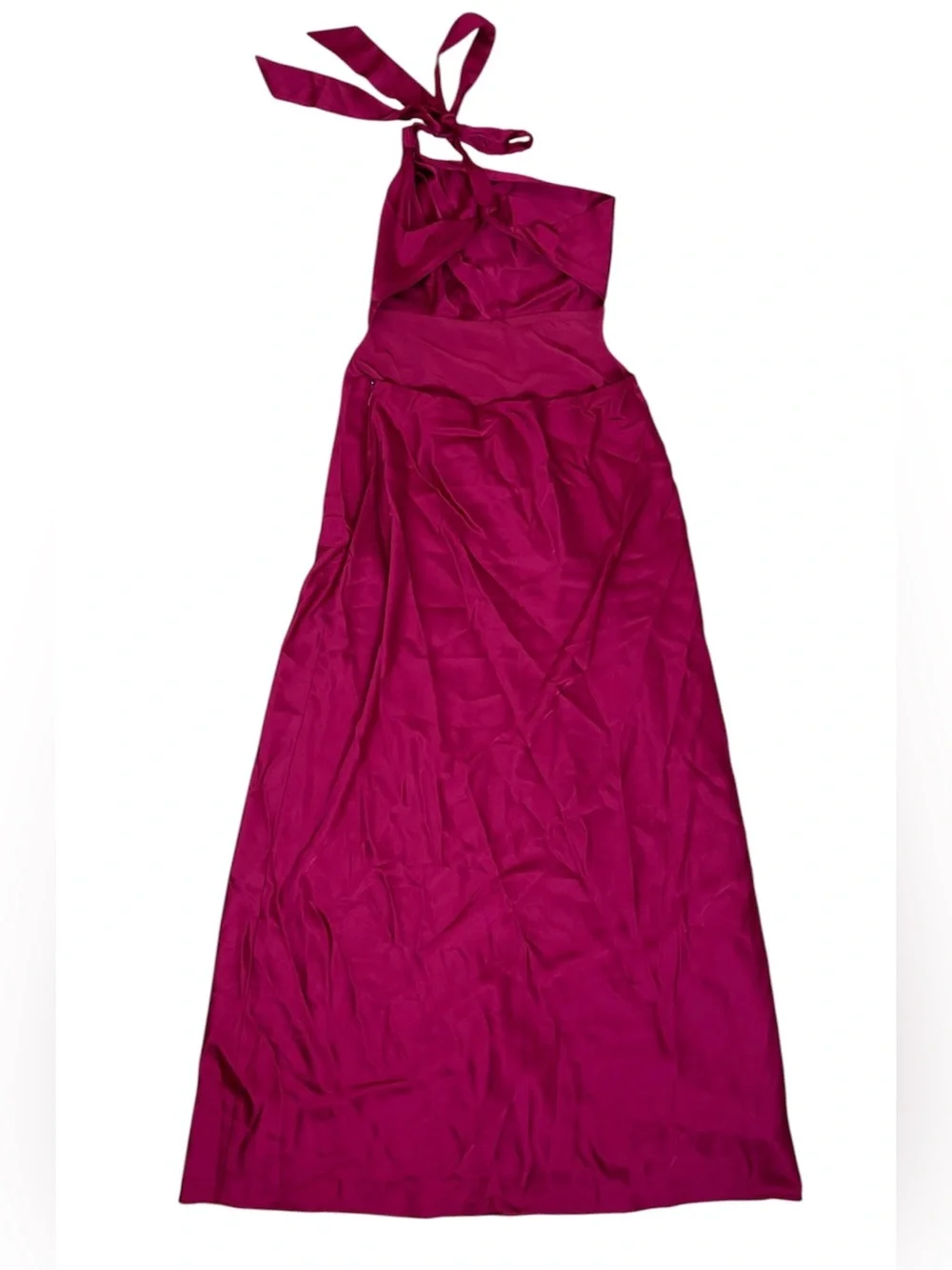 Abercrombie & Fitch Medium Tall One Shoulder Satin Maxi Gown Pink Dress NWT